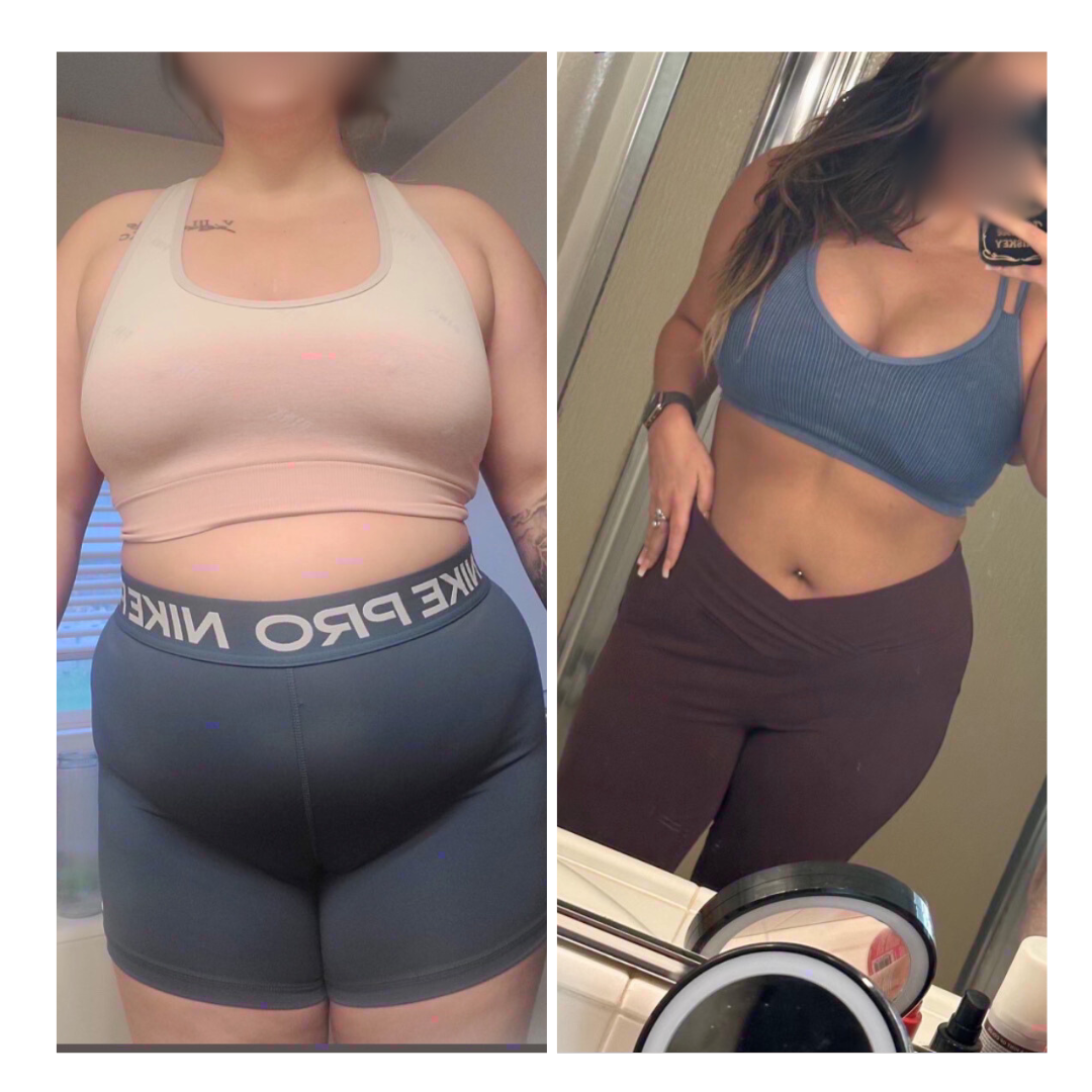Front-view weight loss before and after — Gym Truck Chico client shows dramatic body transformation through personalized training and nutrition coaching in Chico, CA