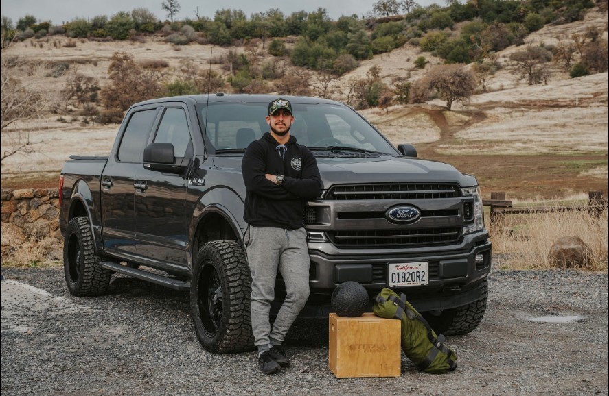 Couples Personal Training in Chico CA — owner James Biccum with the Gym Truck and workout equipment in Chico, CA